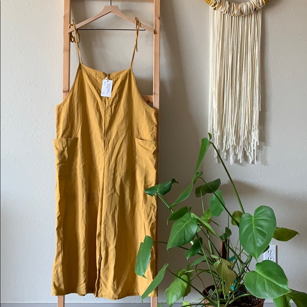 Tie Shoulder Cotton Jumpsuit
